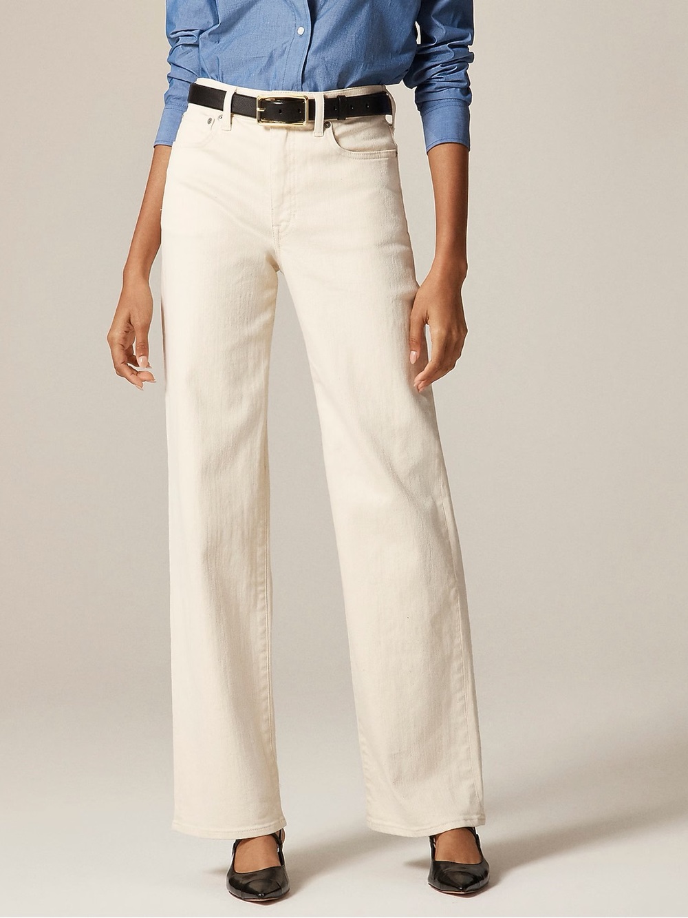 J. Crew Wide-Leg Jean in Light Cream